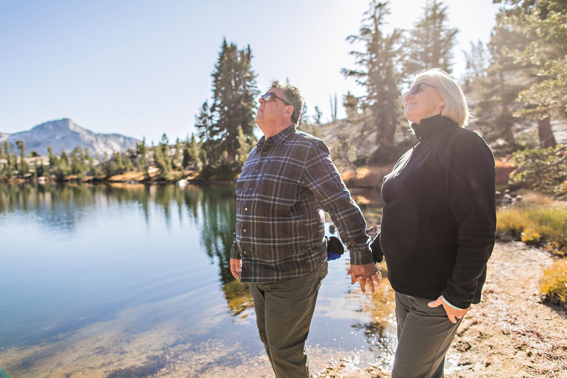 Image of couple in love getting adventure session photography in Yosemite’s high country out of Tuolumne Meadows.