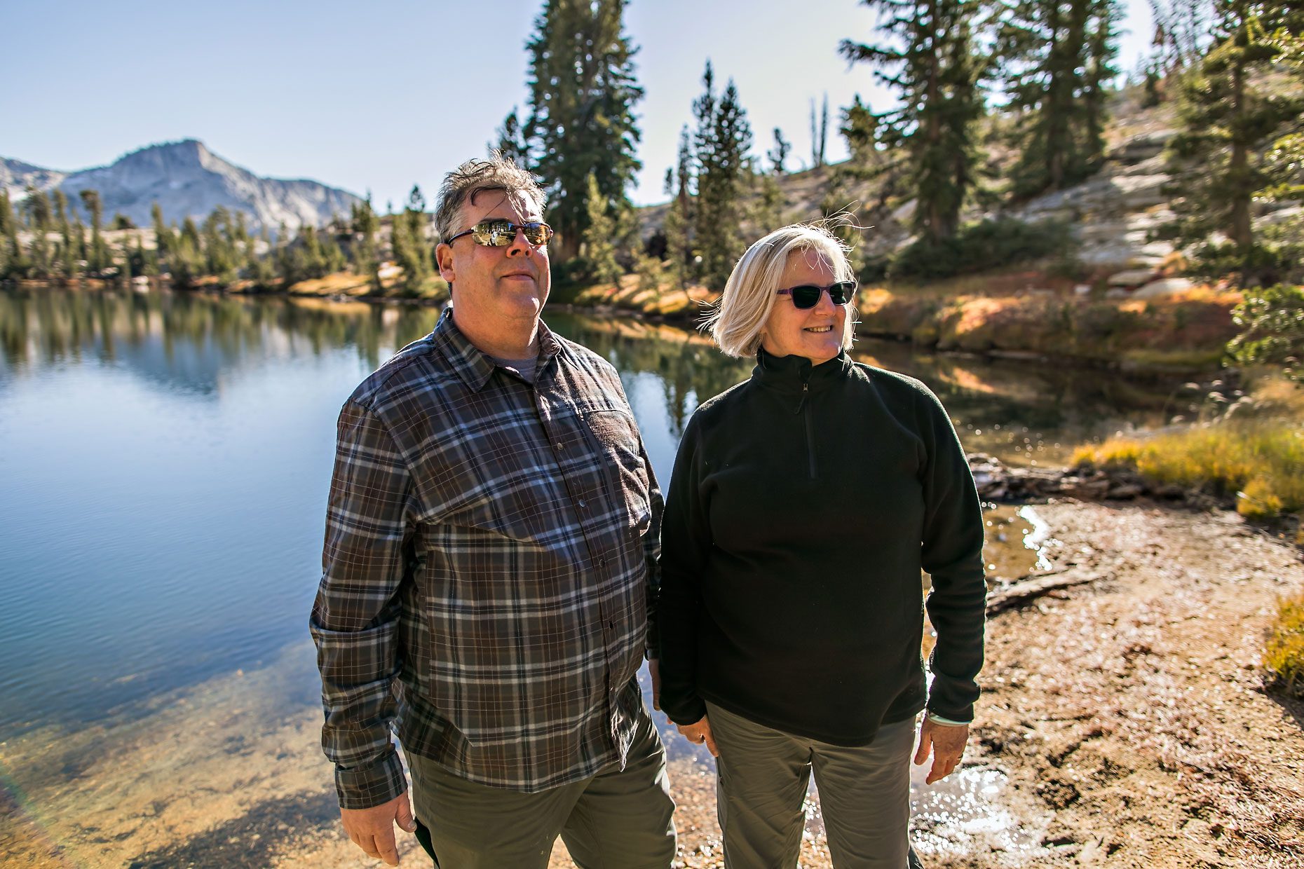 Image of couple in love getting adventure session photography in Yosemite’s high country out of Tuolumne Meadows.