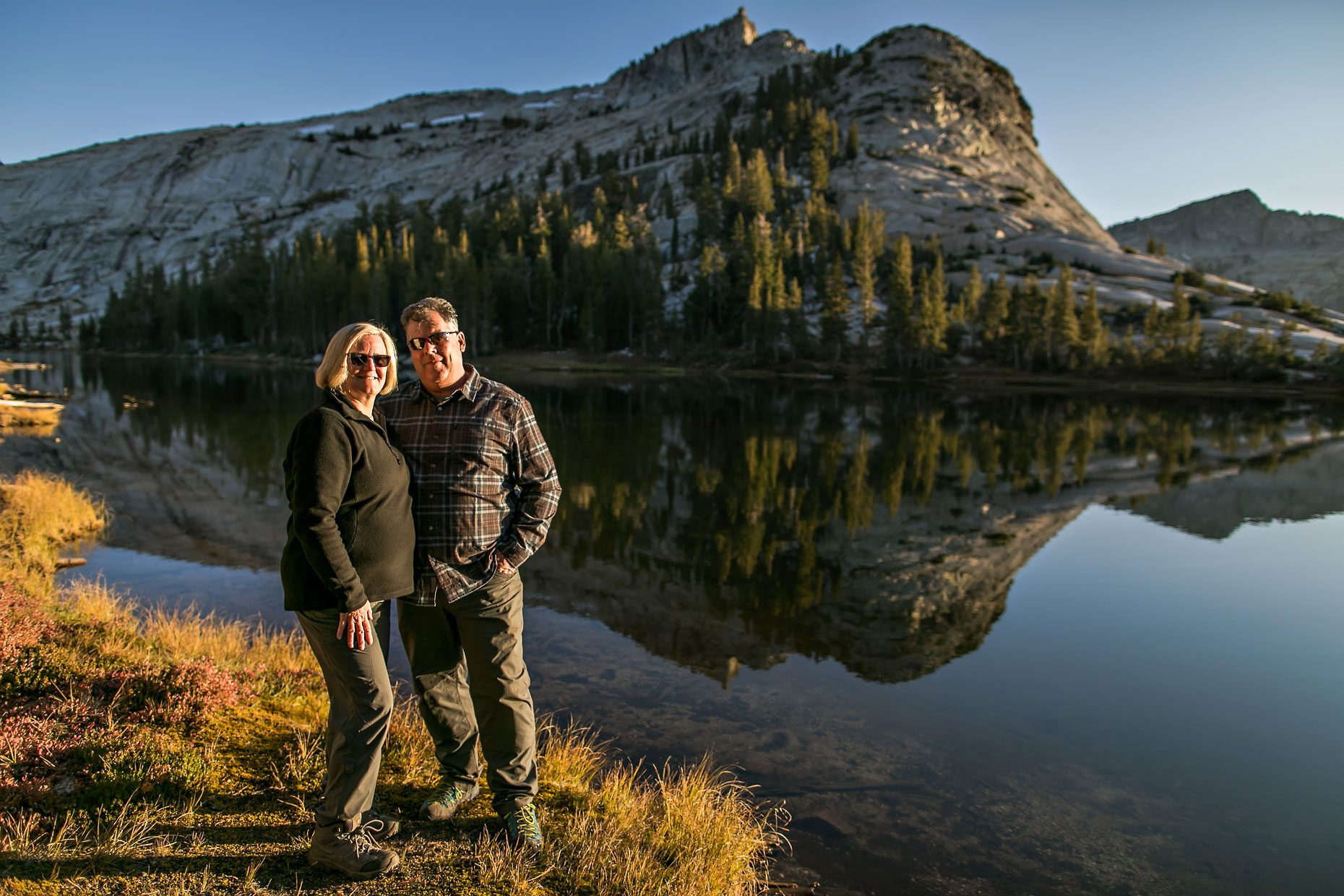 Image of couple in love getting adventure session photography in Yosemite’s high country out of Tuolumne Meadows.