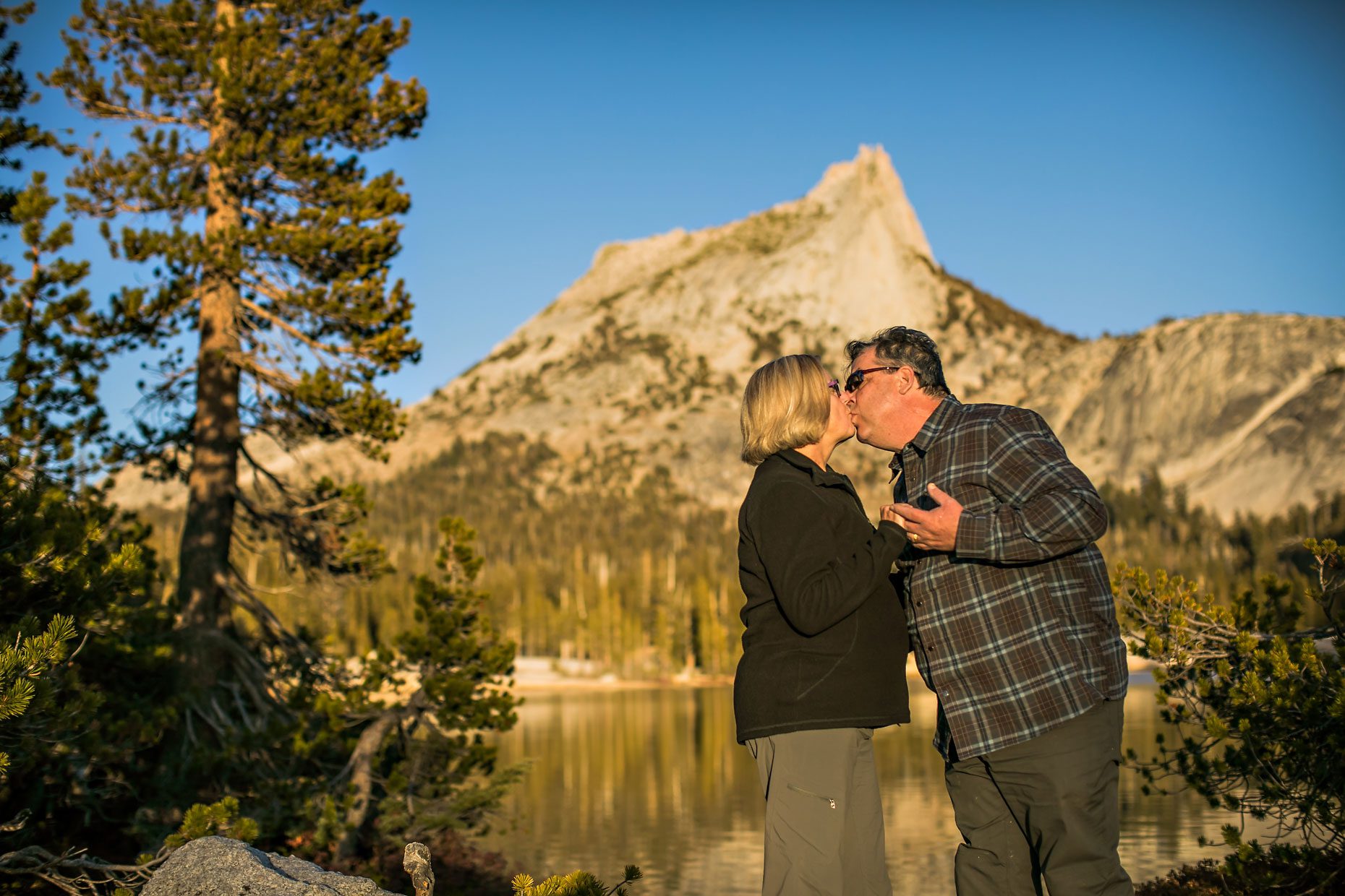 Image of couple in love getting adventure session photography in Yosemite’s high country out of Tuolumne Meadows.