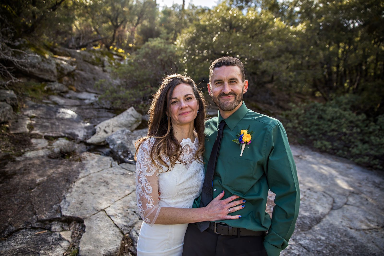 Adventure elopement photography of wedding couple.