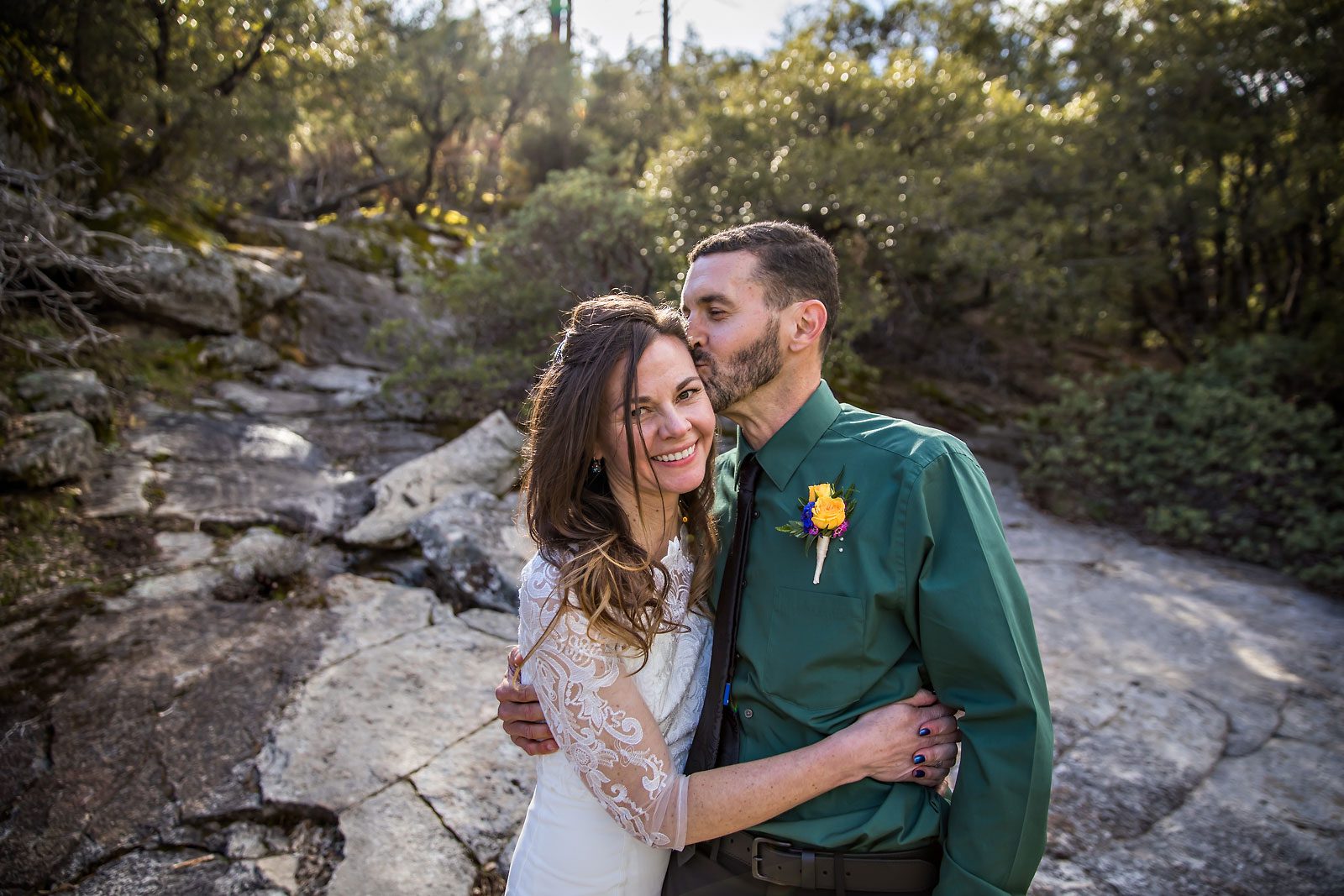 Adventure elopement photography of wedding couple.