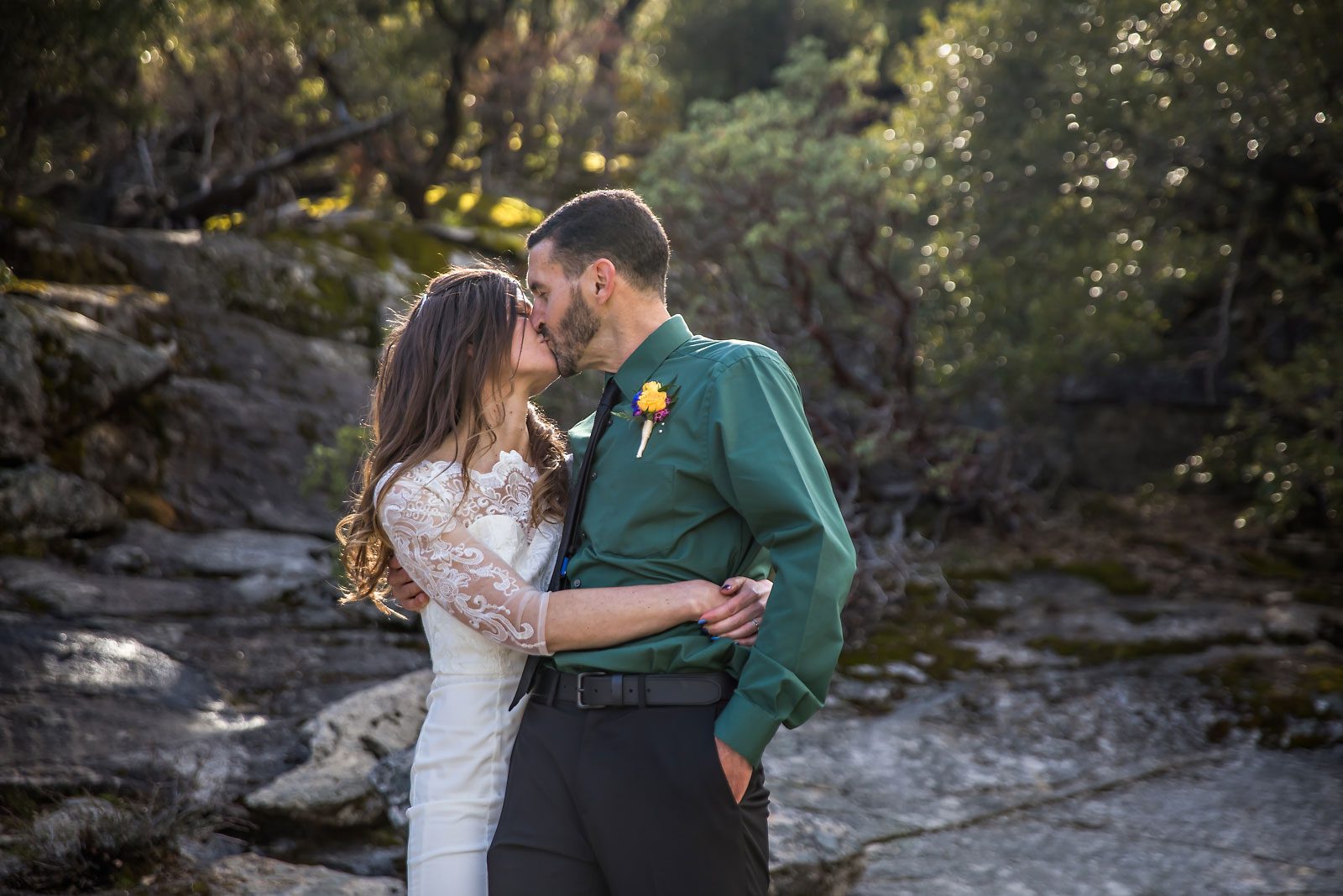 Adventure elopement photography of wedding couple.