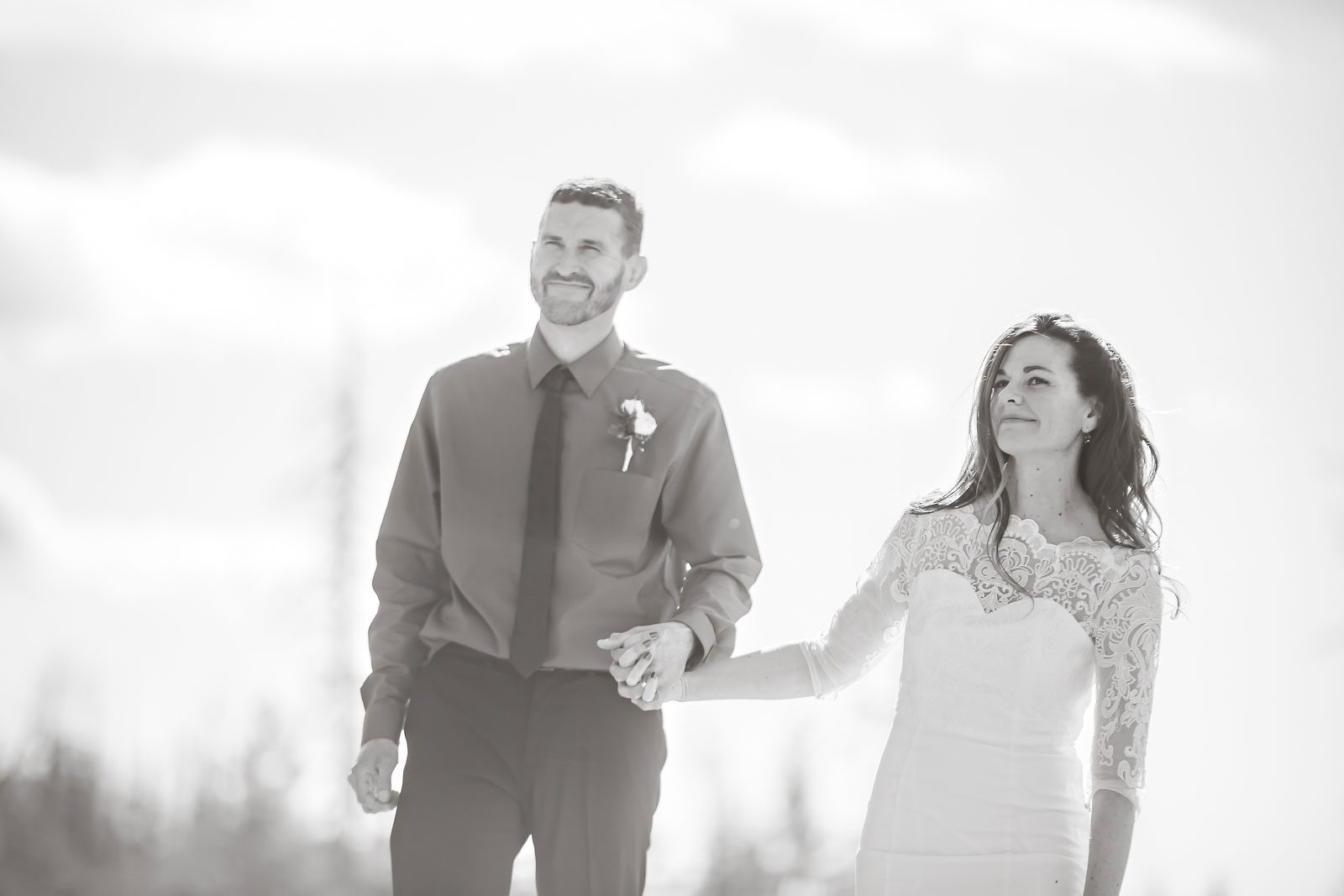 Adventure elopement photography of wedding couple.