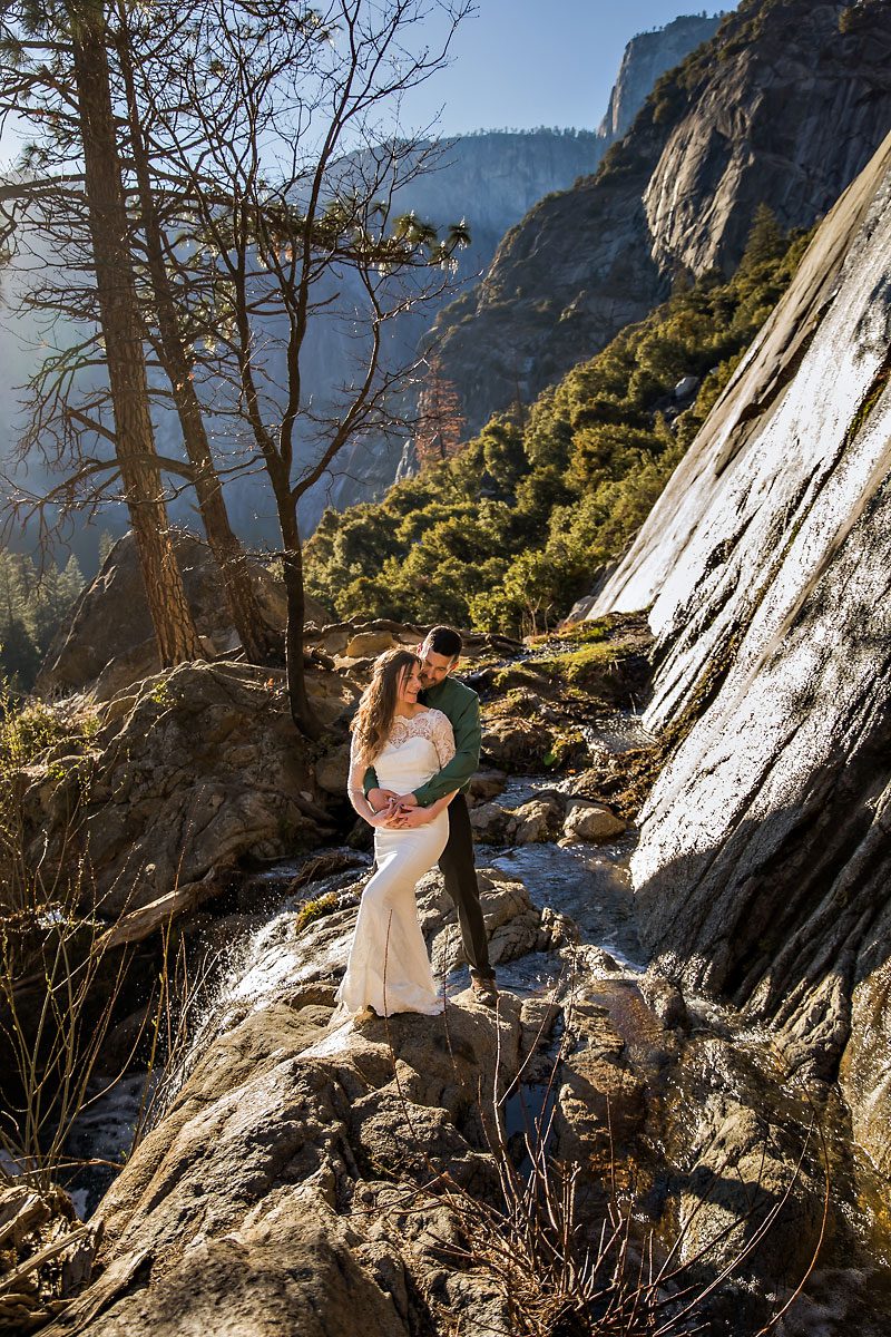Adventure elopement photography of wedding couple.