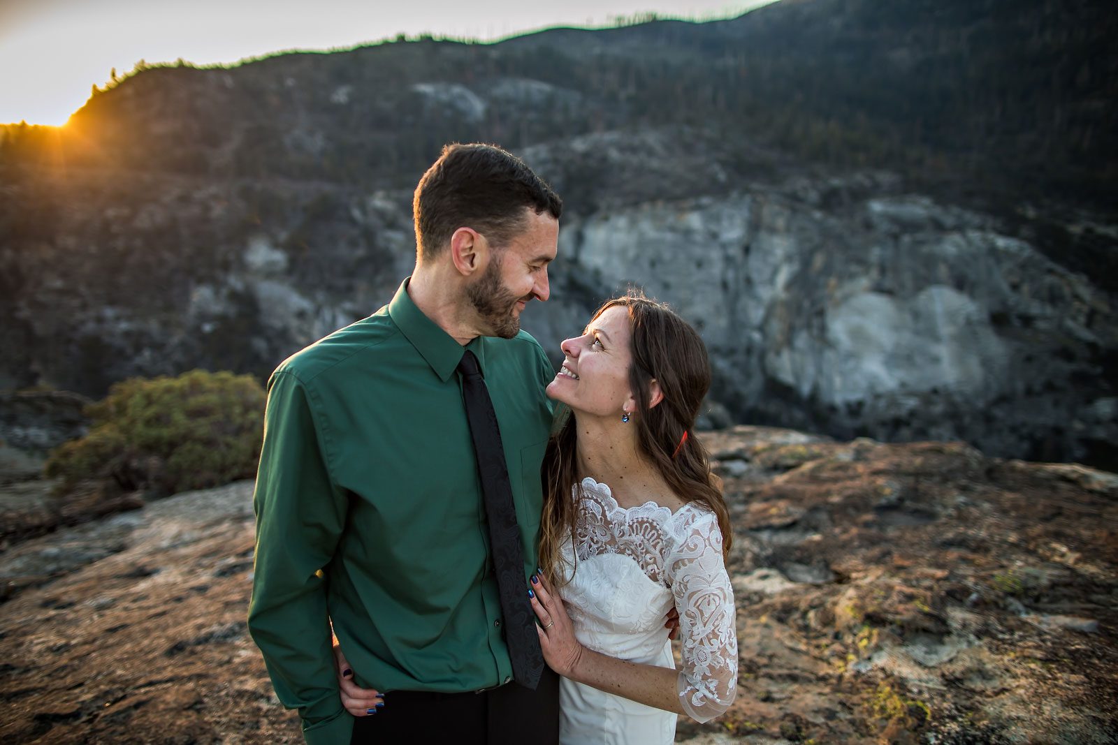 Adventure elopement photography of wedding couple.