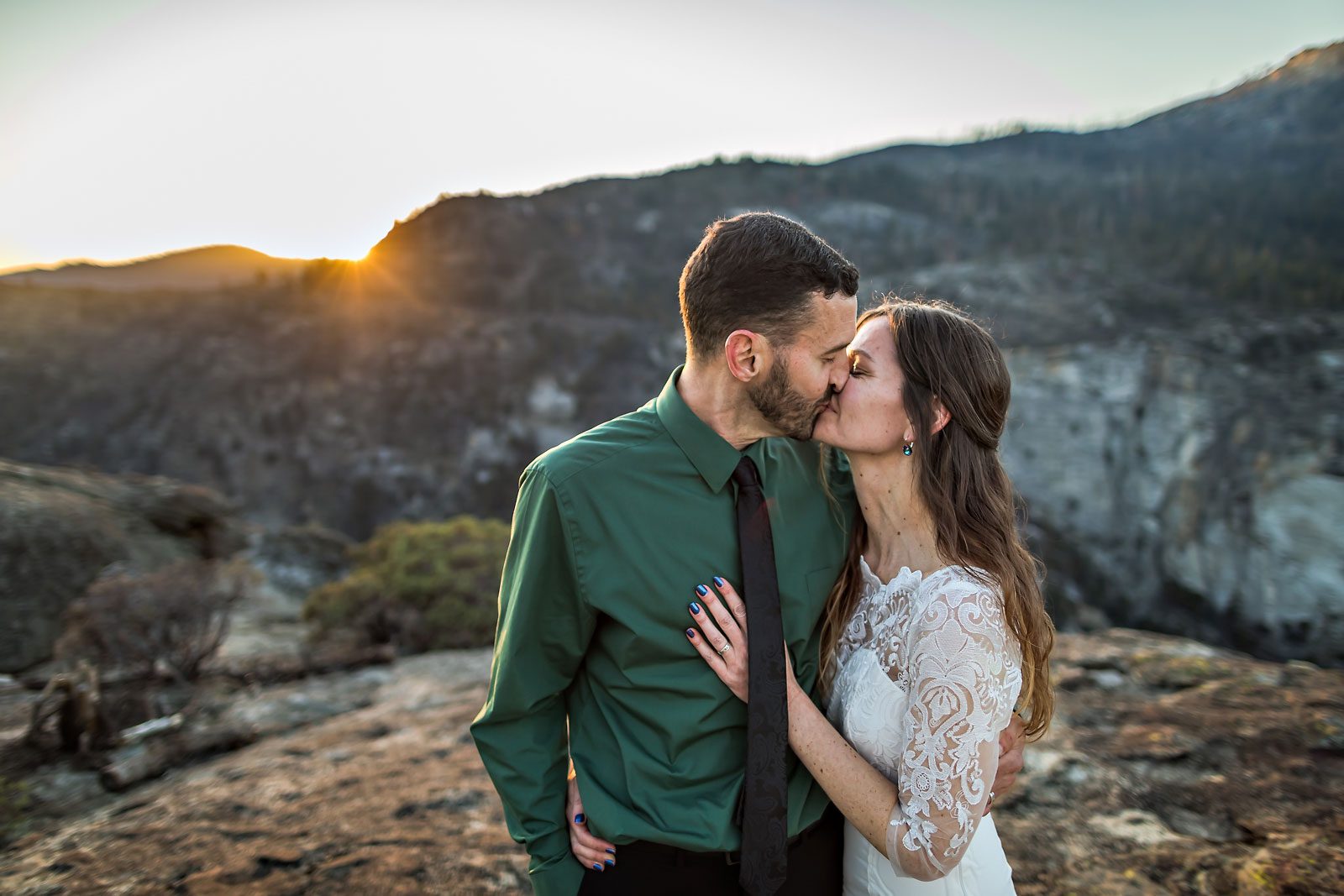 Adventure elopement photography of wedding couple.
