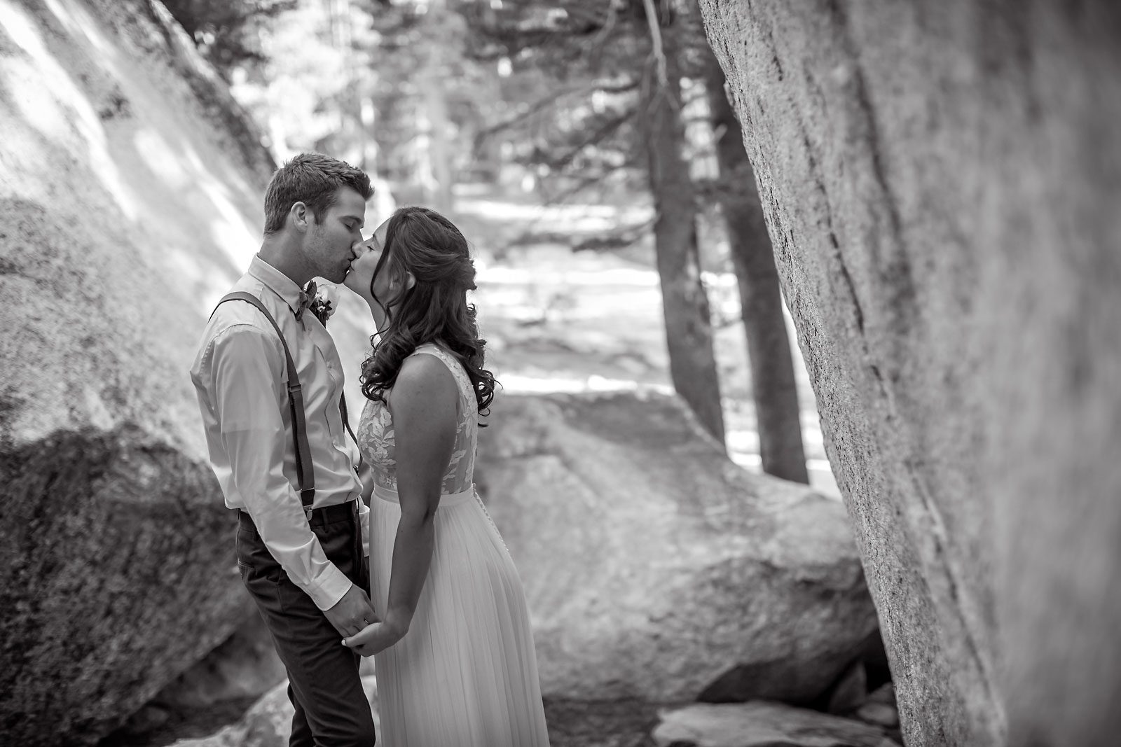 Yosemite elopement photo of wedding couple.