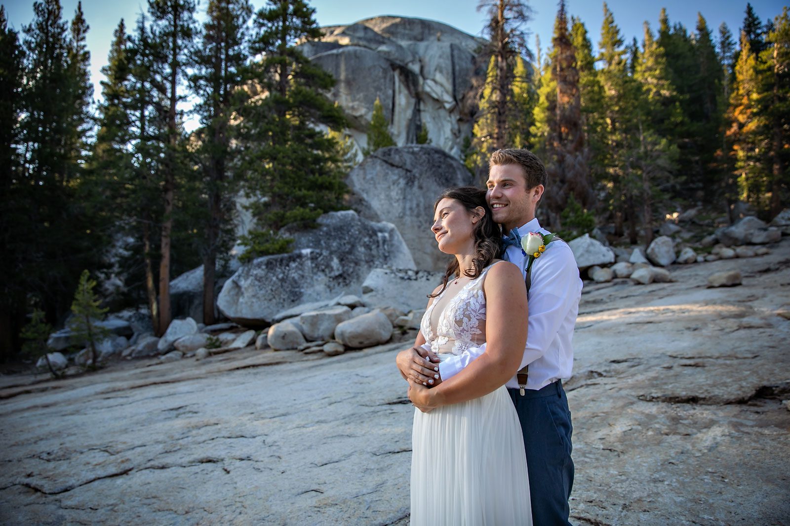 Yosemite elopement photo of wedding couple.