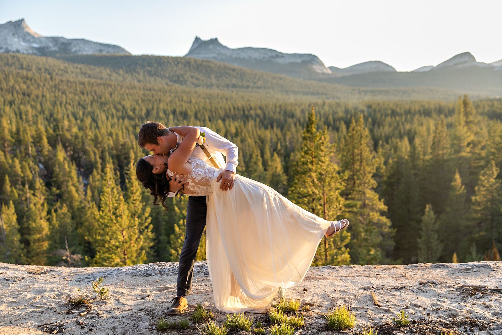 Yosemite elopement photo of wedding couple.