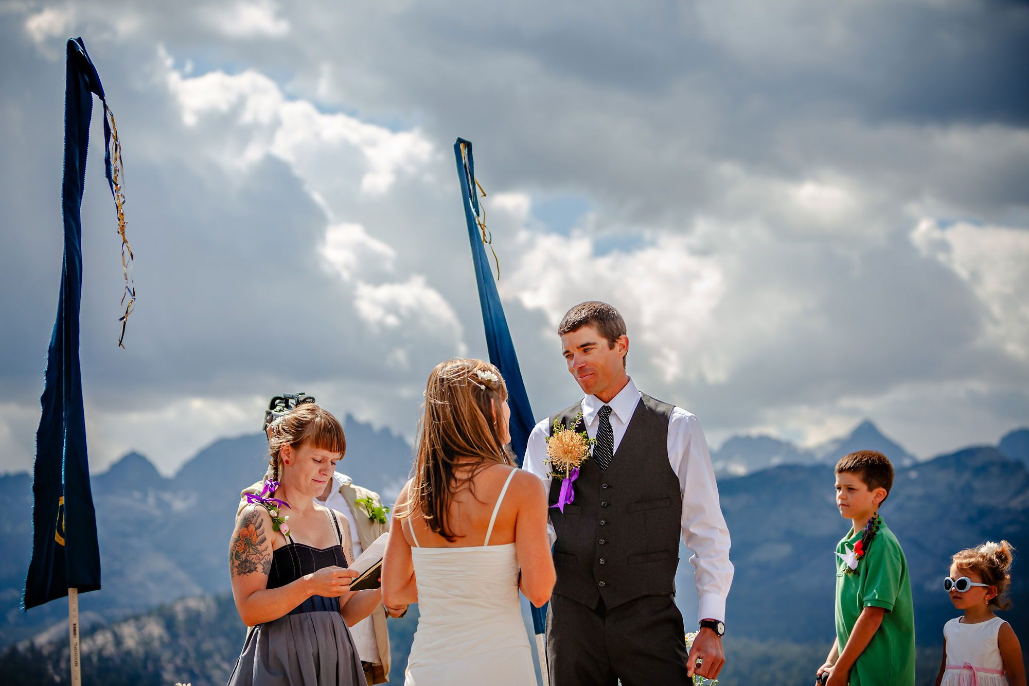 Wedding ceremony with mountains
