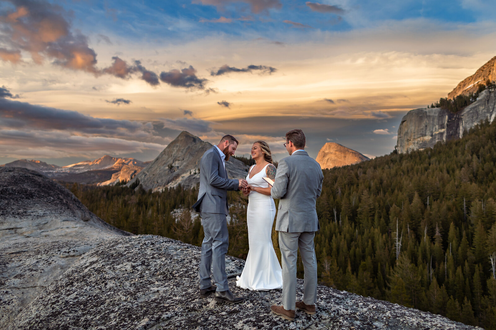 Sunset adventure elopement in the mountains.