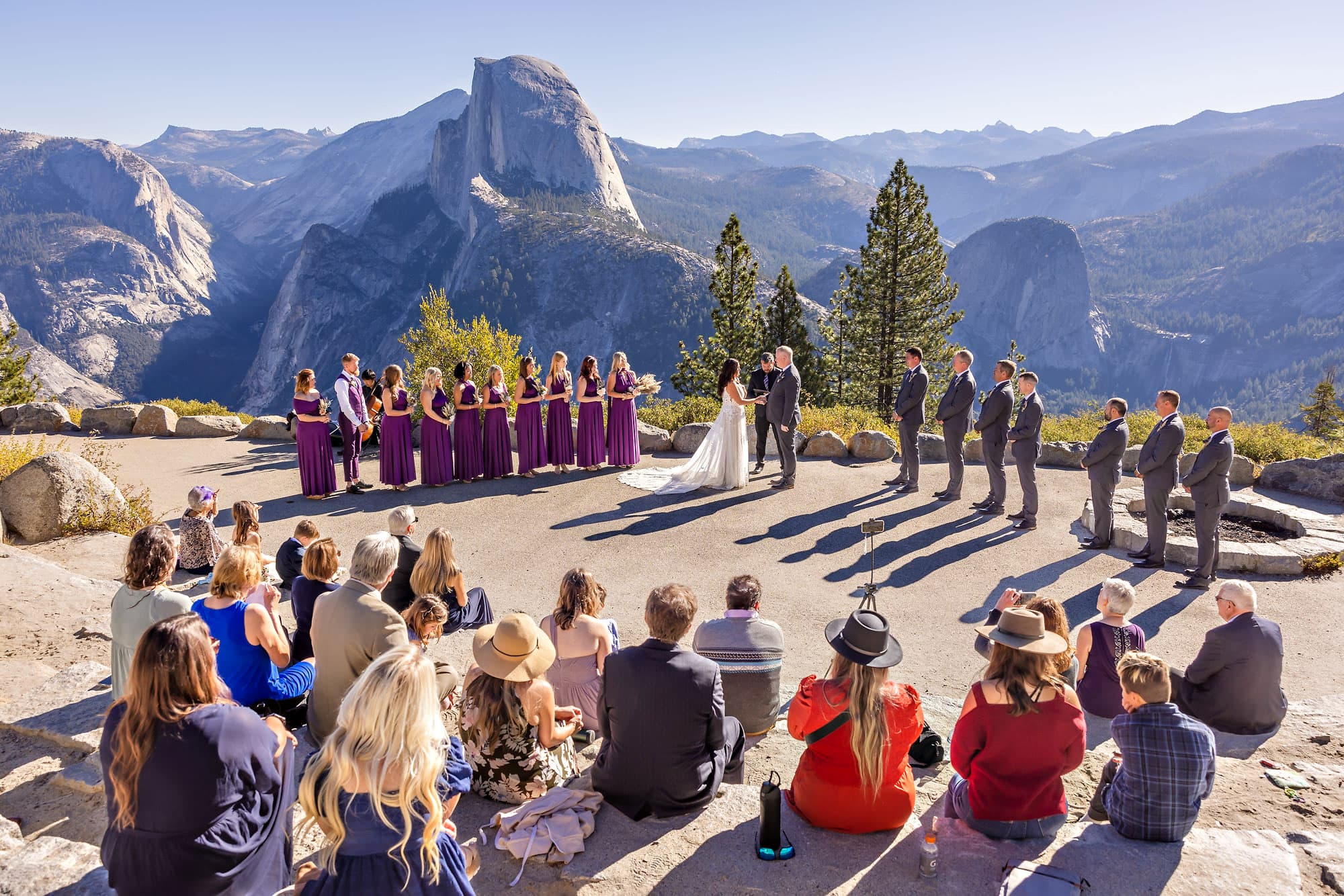 Wedding ceremony at Glacier Point in Yosemite National Park.